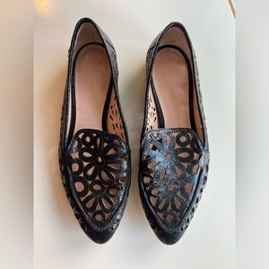 KATE SPADE Black Laser Cut Caffrey Loafers Size 6